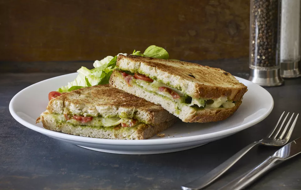 Baked Grilled Cheese Pesto Sandwiches