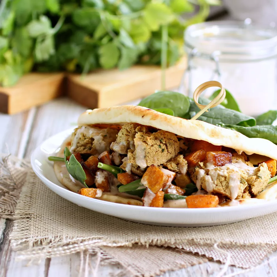Falafel and Butternut Squash Sandwich With Tahini